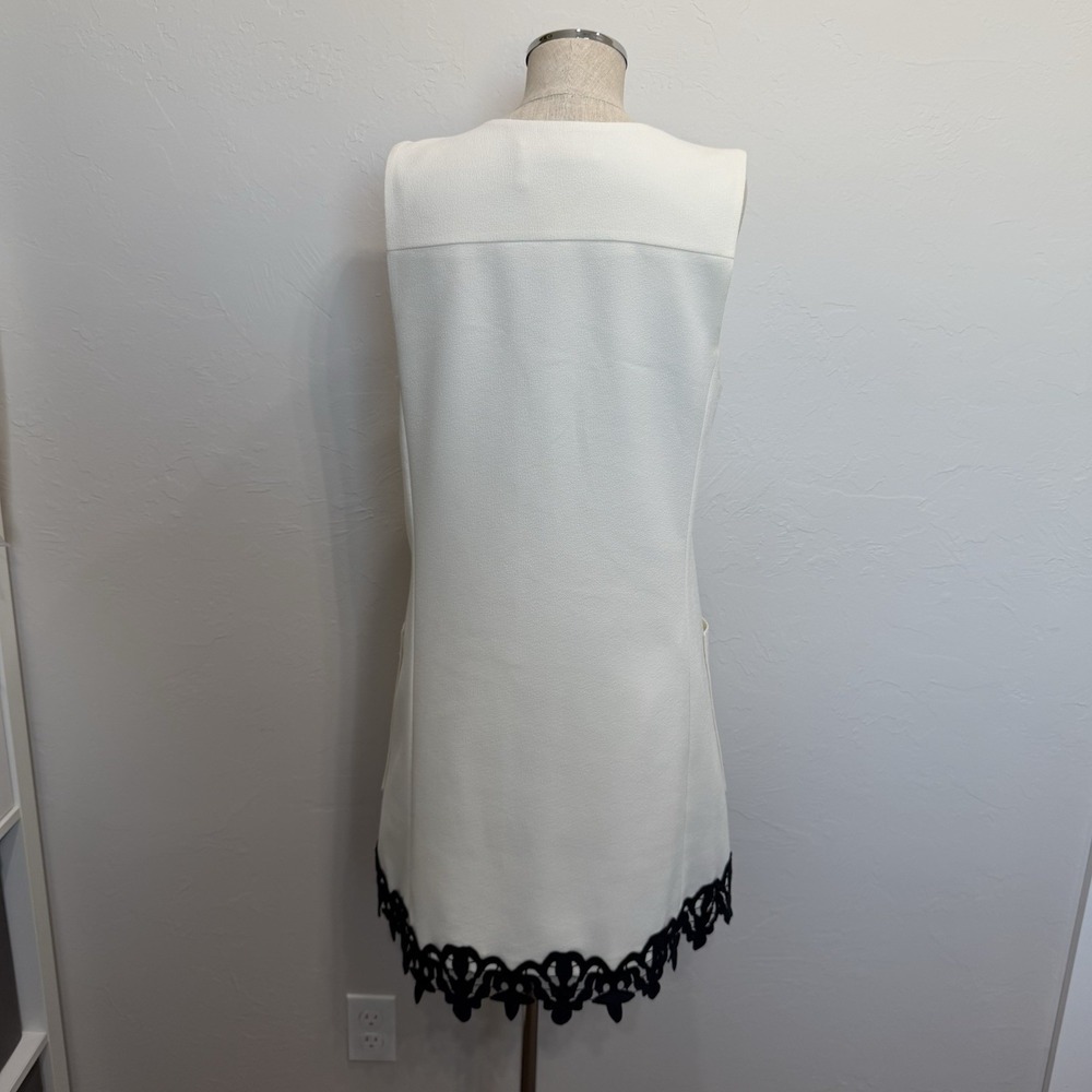 See by Chloe 40 US XS Crepe Mini Dress Jumper A-Line V-Neck Lace Hem Oversized - Picture 8 of 16